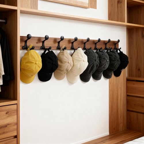 43 Inch Wood Coat Rack Wall Mount with 8 Triple Hooks