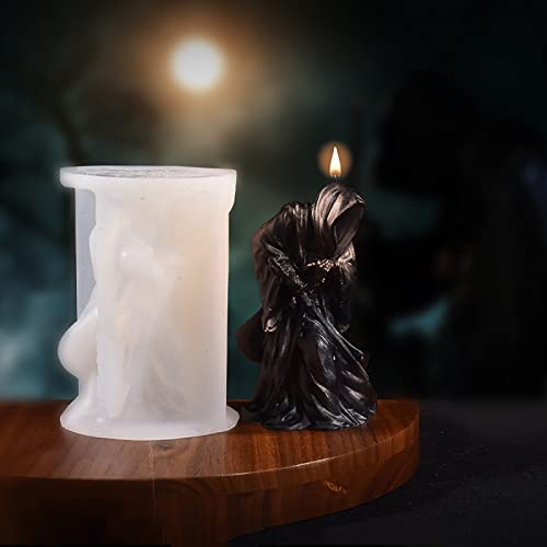 6 Inch Shadow Man Candle Mold Skull Head Candle Mold Skull Candle Making Molds Sword Man Soap Making Molds Silicone Mold for Candles Resin Mold Chocolate Silicone Mold Chocolate Mold