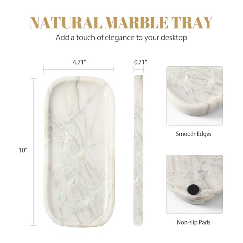 Marble Tray 10"x5" Marble Vanity Tray for Bathroom Countertop Kitchen Sink