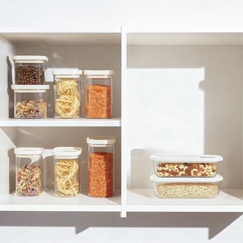 Glass Food Storage Jar with Glass Lid in Square Shape (6 Count)