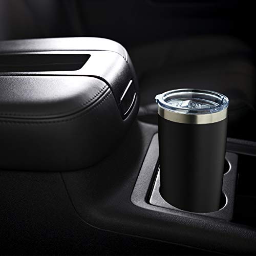20oz 8Pack Black Tumbler Double Wall Vacuum Insulated Coffee Travel Mug Stainless Steel Tumbler with Lid and Straw Coffee Cup for Cold Drinks & Hot Beverage (10 Count)
