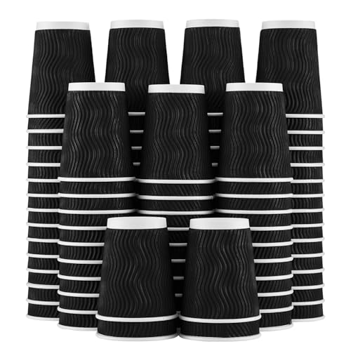10 oz Coffee Cups 120 Pack Disposable Insulated Corrugated Paper Cup (120 Count)