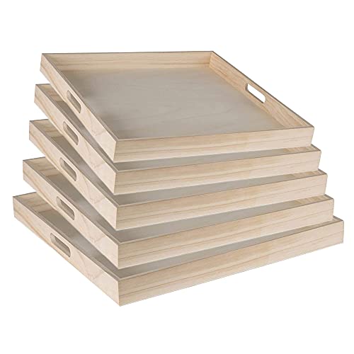 Wooden Square Trays (5 Count)