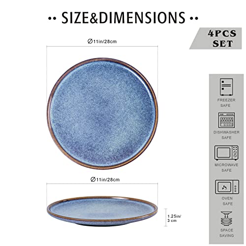 11 Inch Ceramic Dinner Plates Set of 4 (4 Count)