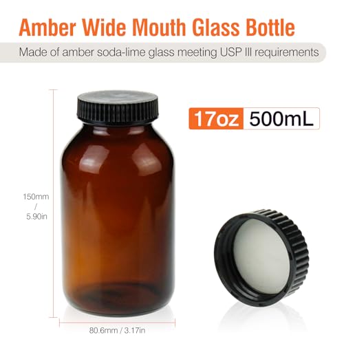12 Pack Amber Glass Wide Mouth Packer Bottle (12 Count)