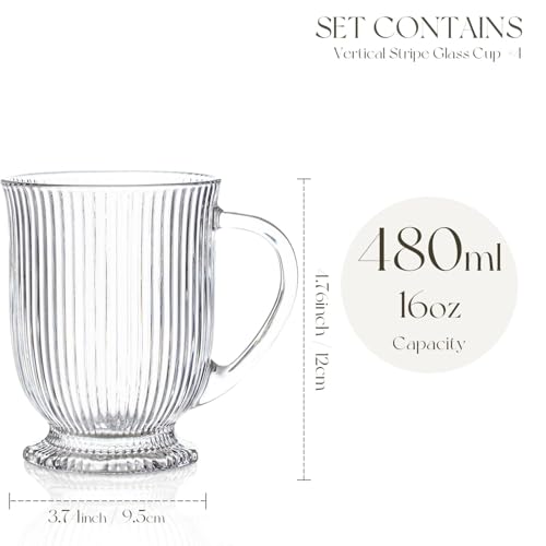 Ribbed Glass Coffee Mugs Set of 4 (4 Count)