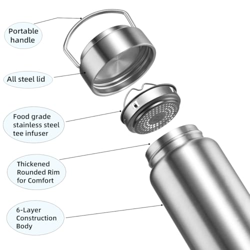 12oz Wide Mouth Vacuum Insulated Water Bottle with Tea Infuser