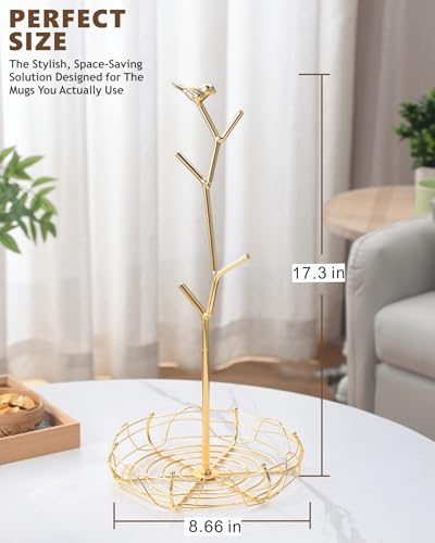 Gold Mug Holder & Mug Tree for Countertop