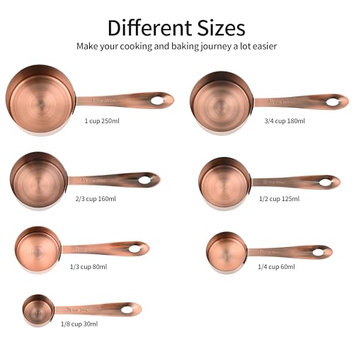Copper Measuring Cups Set 7