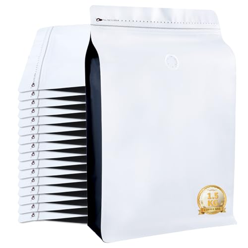 New 1.5 KG Large Capacity Coffee Bags with Valve (50 Count)