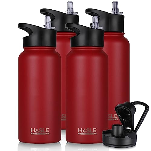 32 oz Insulated Water Bottle Stainless Steel Double Walled Vacuum Sports Water Bottle with 2 Lids
