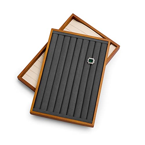 Solid Wood Jewelry Tray Ring Earring Display Showcase Jewelry Organizer