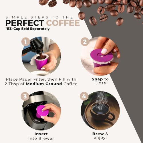 EZ Cup Paper Filters with Lid for Reusable Coffee Pods (50 Count)