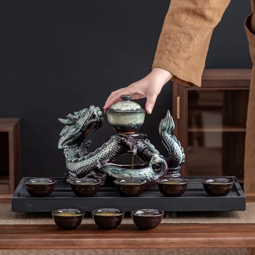 Ceramic Teapot with Infuser Semi Automatic Tea Set Magic Teapot with 8 cups Gradient Color