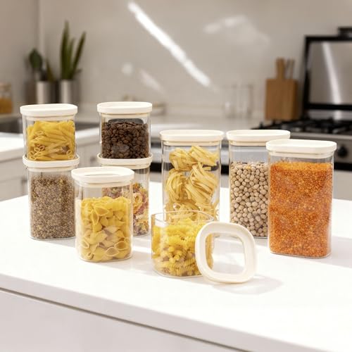 Glass Food Storage Jar with Glass Lid in Ractangle Shape (3 Count)