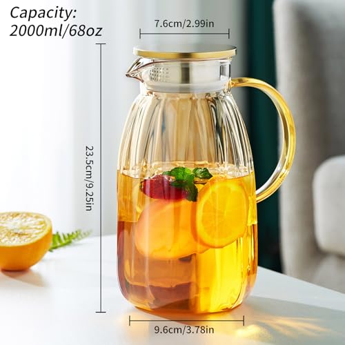 68OZ Glass Pitcher with Lid and Spout