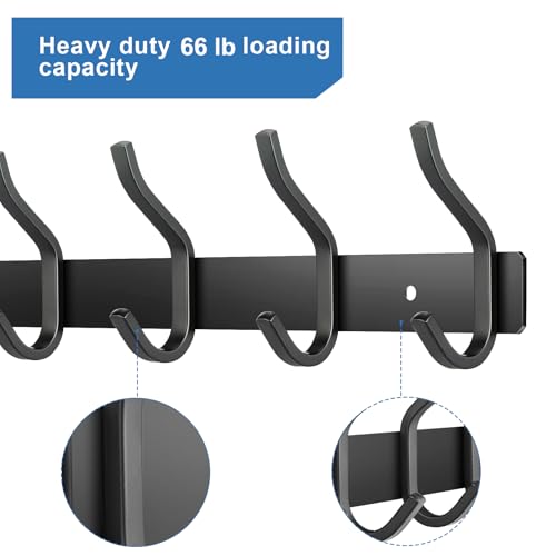 Coat Rack Wall Mount with 6 Hooks (2 Count)
