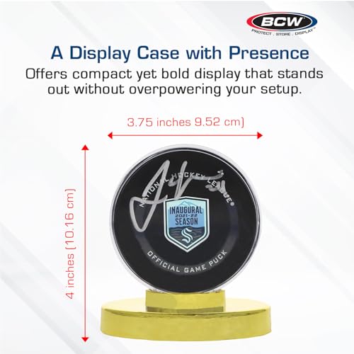 Hockey Puck Display Case with Gold Base