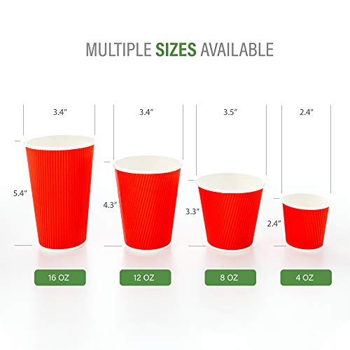 Coffee Cups 500 Pack of 12 oz Ripple Wall Insulated Coffee Cups Non (500 Count)