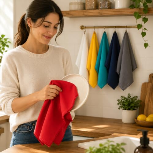 Kitchen Towels 100% Cotton Dish Towels Set of 6 (6 Count)