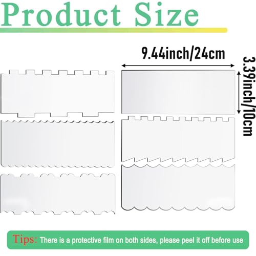 6 Piece Clear Acrylic Cake Decorating Scraper Set