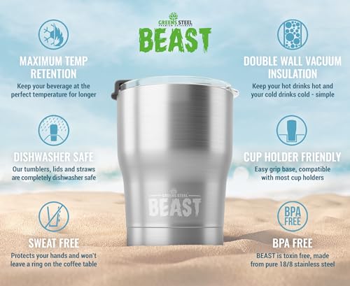Beast 10 oz Tumbler Stainless Steel Vacuum Insulated Coffee Ice Cup Double Wall Travel Flask