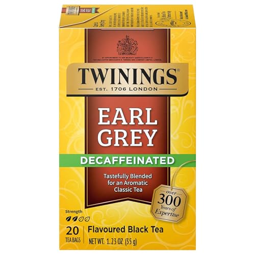 Decaffeinated Earl Grey Black Bergamot Tea Bags 20 CT Box (20 Count)