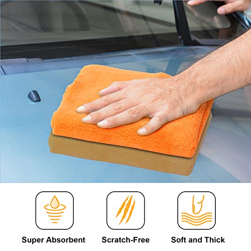 30 Pcs 16 x 16 Inch Edgeless Microfiber Plush Towels for Cars Detailing Drying Wash Polishing Absorbent Cleaning Cloths
