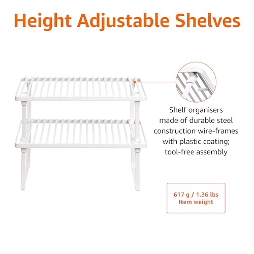 Space Saving Stackable Metal Kitchen Cabinet Organizer Shelves for Dishes