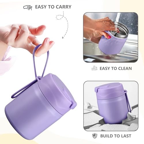 17oz Soup Thermo for Hot Food Kids Insulated Vacuum Food Jar with Stainless Steel Spoon Wide Mouth Thermo Leakproof Lunch Food Container Kids Hot Lunch Box