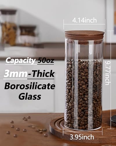 2PCS of 50floz Round Coffee Canister with Wooden Lids