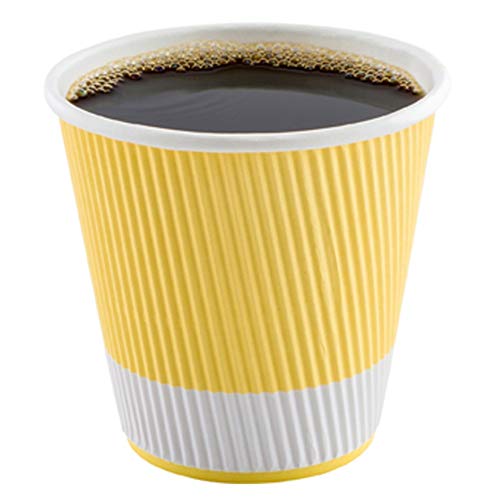 Ripple Wall Coffee Cups 25 Count 8 Ounce Insulated Light Yellow Paper Cups