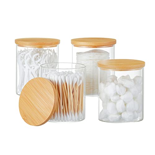 4 Pack Glass Qtip Holder Dispenser for Cotton Swabs (4 Count)