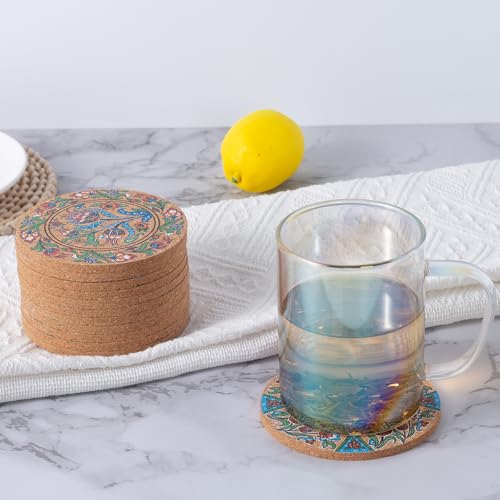 Cork Coasters for Drinks Absorbent Non Slip 12pcs 4 Inch Turkish (12 Count)