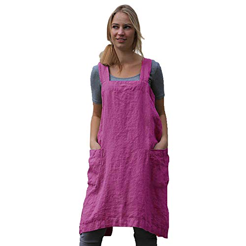 Women's Pinafore Square Apron Baking Cooking Gardening Works Cross Back Cotton