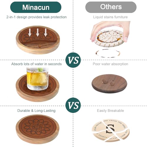 5 Pack Wood Coasters for Drinks