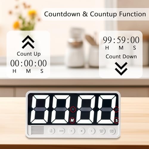 Digital Kitchen Timer with Extra Large LED Display Black