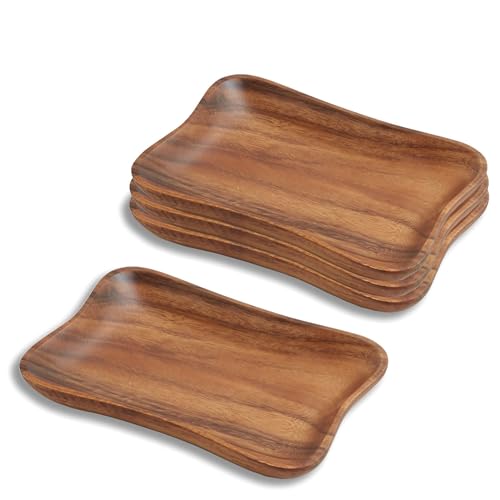 Woodard & Charles Acacia Wood Medium Pinched Trays (4 Count)