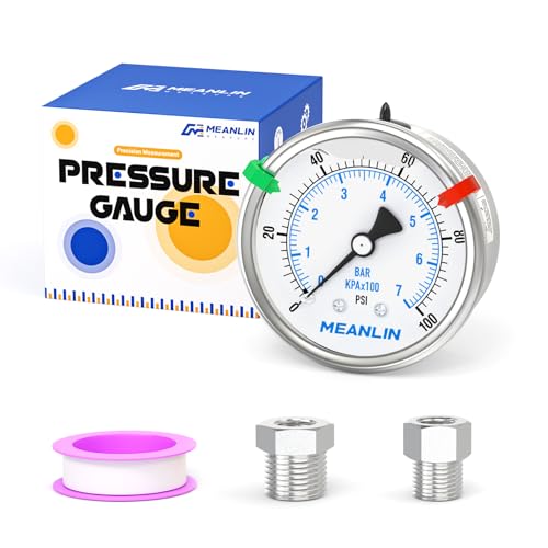 0~100Psi Stainless Steel Liquid Filled Pressure Gauge 2.5" FACE DIAL 1