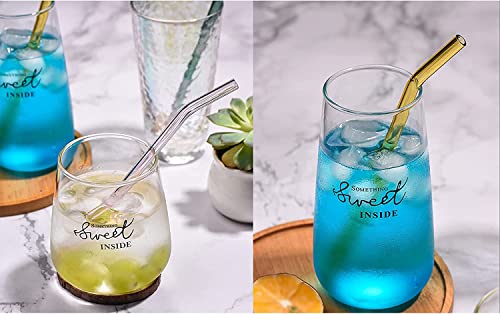 6 Reusable Colorful Curved Glass Straws (6 Count)
