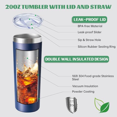 20 oz Skinny Tumbler with Lid and Straw (4 Count)