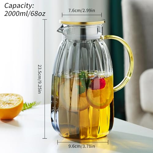 68OZ Glass Pitcher with Lid and Spout