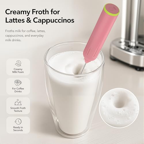 Milk Frother Handheld with 3 Stainless Steel Whisks