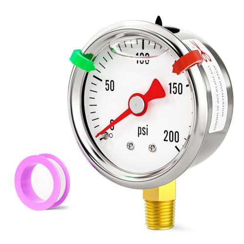 0 200psi Stainless Steel Glycerin Liquid Filled Pressure Gauge1