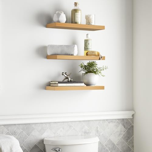 Light Oak Toned Floating Shelves 15.7in