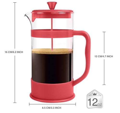 Borosilicate Glass French Press Coffee Maker 12 Oz