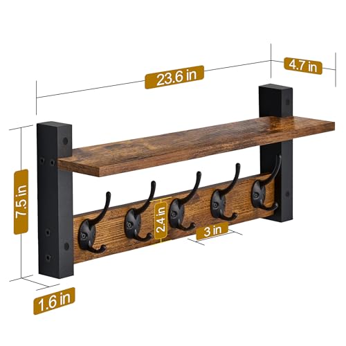 Coat Rack Wall Mount with Shelf