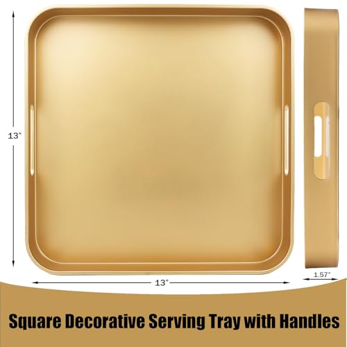 Gold Square Decorative Tray with Handles