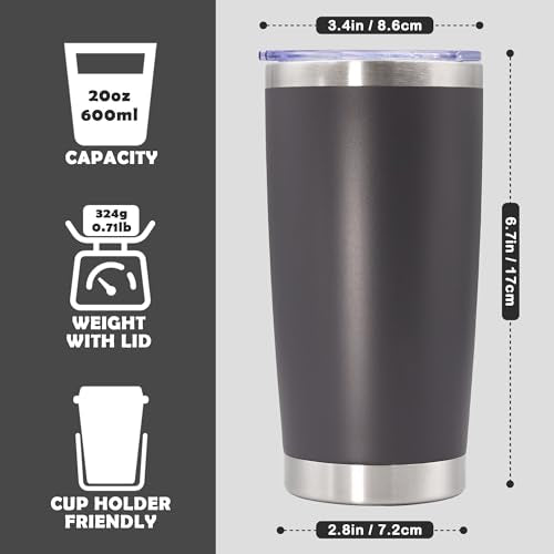 20oz Tumbler Stainless Steel Tumbler Coffee Tumbler with Lid Grey