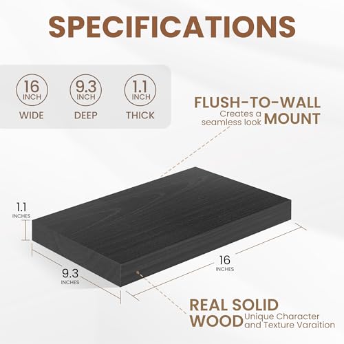 9 Inch Deep Black Floating Shelves (2 Count)